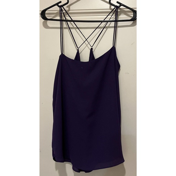 Express Purple Camisole Spaghetti Strappy Crisscross Chiffon Tank size L Cami - Picture 7 of 7